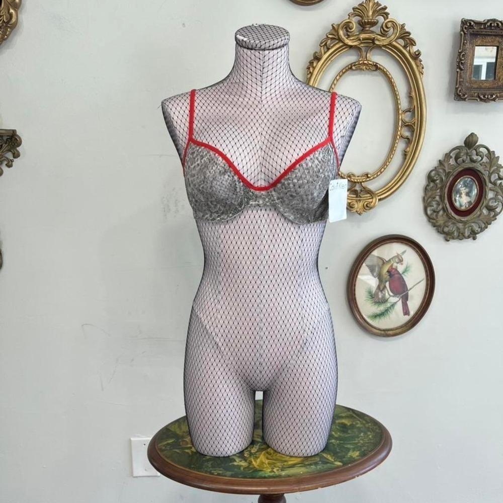 Calvin Klein Snakeskin Print Underwire Bra 36B Red Gray Nylon